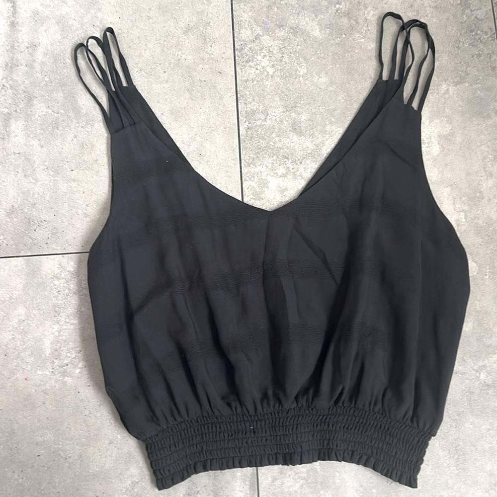 Free People black cropped tank blouse top medium